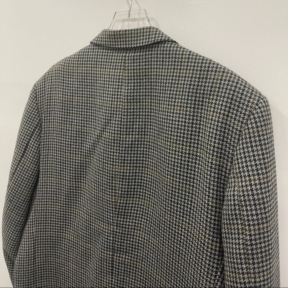 Pierre Balmain Wool Single Breasted Houndstooth Blazer Jacket 46 Long